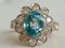 Ring White Gold 18kt Blue Zircon from Cambodia 3.3k and Diamonds 11