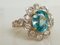 Ring White Gold 18kt Blue Zircon from Cambodia 3.3k and Diamonds 1