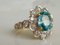 Ring White Gold 18kt Blue Zircon from Cambodia 3.3k and Diamonds 15