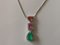 Pendant and Chain in Gold 18k and Platinum with Colombian Emerald Unheated, Pink Sapphire & Orange Diamonds 8