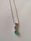 Pendant and Chain in Gold 18k and Platinum with Colombian Emerald Unheated, Pink Sapphire & Orange Diamonds 6