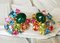 Gold Earrings 18k Yellow Colombian Emeralds 6.8k and Fine Stones 8k, Set of 2 9