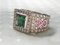 18k White Gold Ring Adorned with 1.3k Green Princess-Cut Tourmaline with Pink Sapphires & Diamonds 1