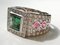 18k White Gold Ring Adorned with 1.3k Green Princess-Cut Tourmaline with Pink Sapphires & Diamonds 7