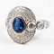 Ring in White Gold 750 Unheated Sapphire and Diamonds 1