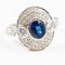 Ring in White Gold 750 Unheated Sapphire and Diamonds 7