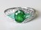 Jonc Ring 750 Gold in Art Deco Style Adorned Center with 2.29k Tsavorite Green Garnet & Diamonds, Image 1