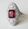 Bague en Or Blanc 18k Orné de Diamants Rhodolite 5.7 Karat de Style Art Deco 5