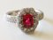 Bague en Or Blanc, Spinelle Rouge et Diamants 8