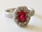 Ring in White Gold, Red Spinel & Diamonds 8