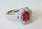 Bague en Or Blanc, Spinelle Rouge et Diamants 11