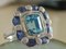 18K White Gold Ring with Blue Topaz, 3.7 K Sapphires & Diamonds 14