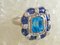 18K White Gold Ring with Blue Topaz, 3.7 K Sapphires & Diamonds 16