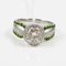 Ring in White Gold Adorned with Moissanite Green Garnets Diamonds 6