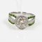 Ring in White Gold Adorned with Moissanite Green Garnets Diamonds, Image 6