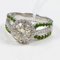 Ring in White Gold Adorned with Moissanite Green Garnets Diamonds 1