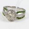 Ring in White Gold Adorned with Moissanite Green Garnets Diamonds, Image 1