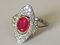 Ring in White Gold and 18k Yellow Art Deco Style Ruby ​​and Diamonds 8