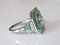 Art Deco Style Ring 18k White Gold Moissanite 1.8 K Emerald and Diamond Ring 6