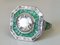 Art Deco Style Ring 18k White Gold Moissanite 1.8 K Emerald and Diamond Ring 4