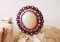 Ring in 18k Gold Art Deco Opal 3.3 Karat Rubies and Diamonds, Image 9