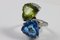 Ring White Gold 18k Blue Topaz 14 K and Peridot 9 K Diamonds 4