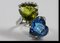 Ring White Gold 18k Blue Topaz 14 K and Peridot 9 K Diamonds 5