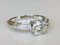 Solitaire Ring 18K White Gold Moissanite of 1.13 K and Diamonds, Image 2