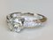 Solitaire Ring 18K White Gold Moissanite of 1.13 K and Diamonds, Image 1