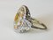 Gold Ring 750 18K Art Deco Round Shape Decorated with Yellow Sapphires and Diamonds 6