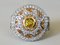 Gold Ring 750 18K Art Deco Round Shape Decorated with Yellow Sapphires and Diamonds 7