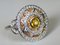 Gold Ring 750 18K Art Deco Round Shape Decorated with Yellow Sapphires and Diamonds 8
