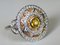 Gold Ring 750 18K Art Deco Round Shape Decorated with Yellow Sapphires and Diamonds, Image 8