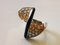 Bague Dorée Saphirs 18K Jaune ou Orange et Diamant en Onyx 13