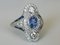 Gold Ring of 18 Karats in Art Deco Style Adorned with Sapphires and Diamonds 5