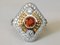 Art Deco Ring White and Yellow Gold 18K with Orange Sapphires and Diamonds 2