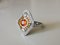 Art Deco Ring White and Yellow Gold 18K with Orange Sapphires and Diamonds 1