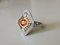 Art Deco Ring White and Yellow Gold 18K with Orange Sapphires and Diamonds, Image 1
