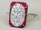 Ring in 18k White Gold Art Deco Style Calibrated Diamonds and Rubies 4