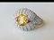 Ring in 18k White Gold Yellow Beryl Style Art Deco 1.5 Karat Rubies and Diamonds 1