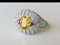 Ring in 18k White Gold Yellow Beryl Style Art Deco 1.5 Karat Rubies and Diamonds, Image 1