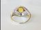 Ring in 18k White Gold Yellow Beryl Style Art Deco 1.5 Karat Rubies and Diamonds 10