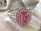 Daisy Ring in 18k Gold Pink Sapphire 1.53 Karats Unheated and Diamonds, Image 4