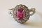Daisy Ring in 18k Gold Pink Sapphire 1.53 Karats Unheated and Diamonds 8