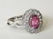 Daisy Ring in 18k Gold Pink Sapphire 1.53 Karats Unheated and Diamonds, Image 6