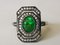 Art Deco Style Gold Ring with Green Garnet and Diamonds, Image 3