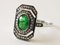 Art Deco Style Gold Ring with Green Garnet and Diamonds 1