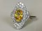 Anillo dorado de 750 18k en estilo Art Déco con berilo amarillo y diamantes, Imagen 4