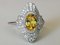 Goldener Ring aus 750 18 Karat im Art Deco Stil mit Gelben Beryll und Diamanten 7