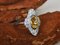 Gold Ring of 750 18k in Art Deco Style with Yellow Beryl and Diamonds 8